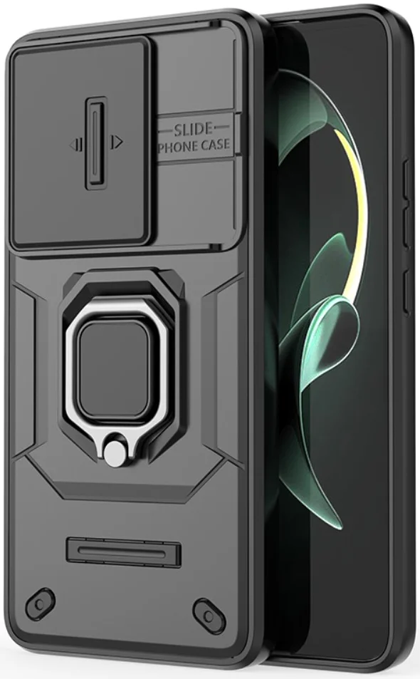 Xiaomi 13T / 13T Pro Hoesje met Camera Slider en Kickstand Ring Zwart afbeelding 2