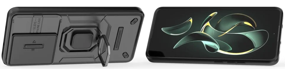Xiaomi 13T / 13T Pro Hoesje met Camera Slider en Kickstand Ring Zwart afbeelding 3