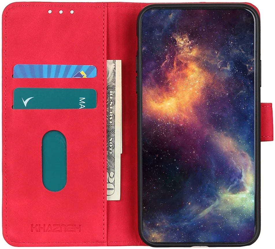 KHAZNEH Motorola Moto G84 Hoesje Retro Wallet Book Case Rood afbeelding 1