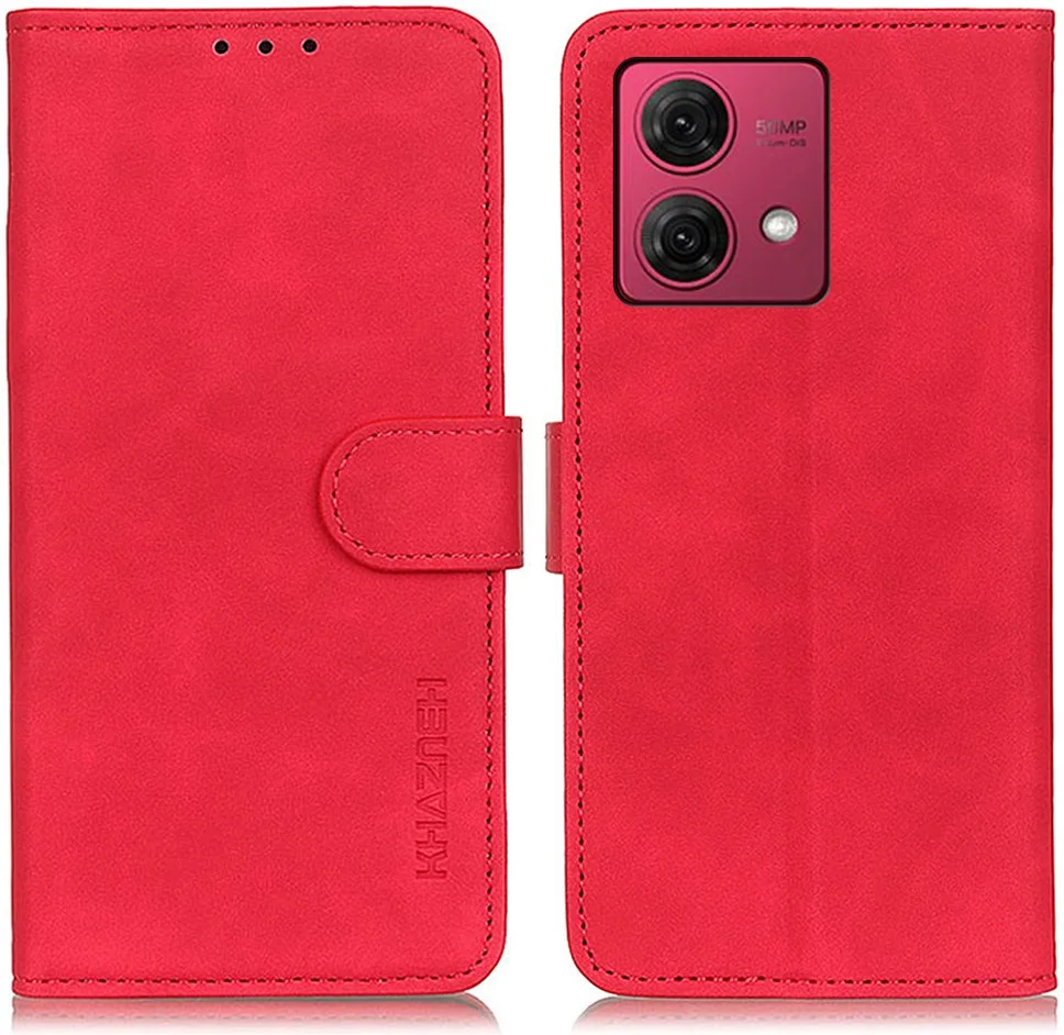 KHAZNEH Motorola Moto G84 Hoesje Retro Wallet Book Case Rood afbeelding 2