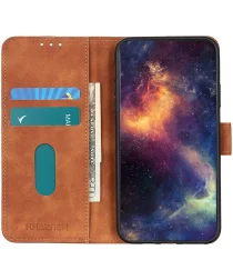 KHAZNEH Motorola Moto G54 Hoesje Retro Wallet Book Case Bruin