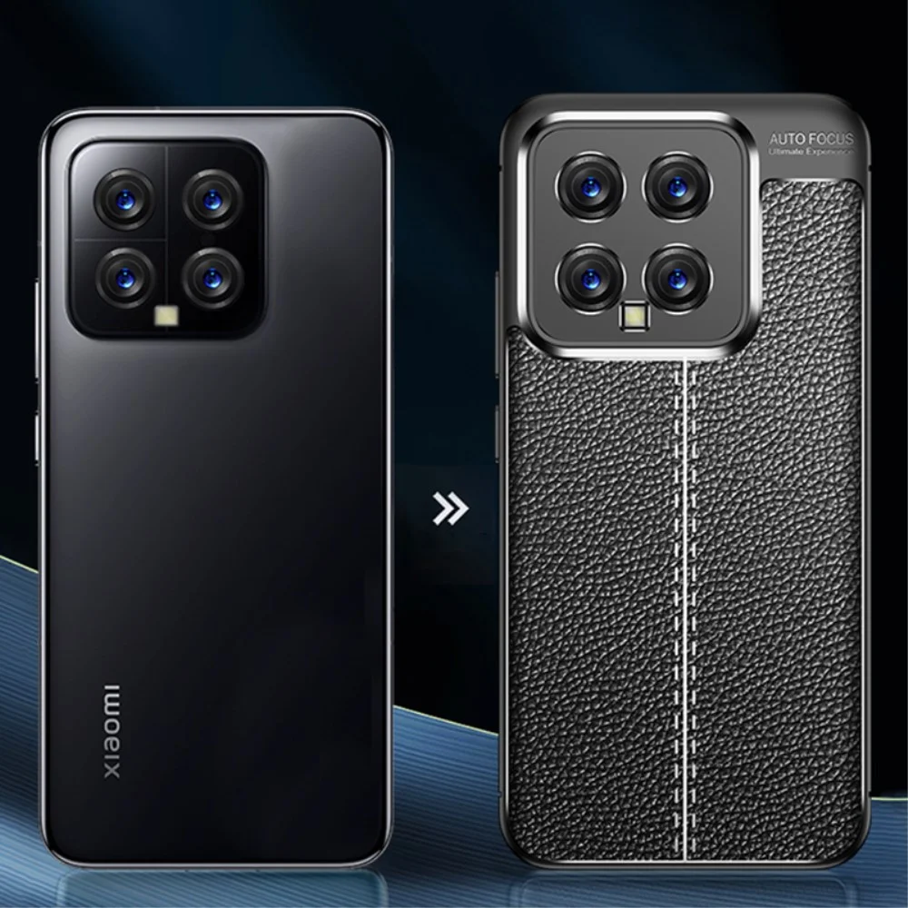 Xiaomi 14 Hoesje met Kunstleer Coating Back Cover Zwart afbeelding 7