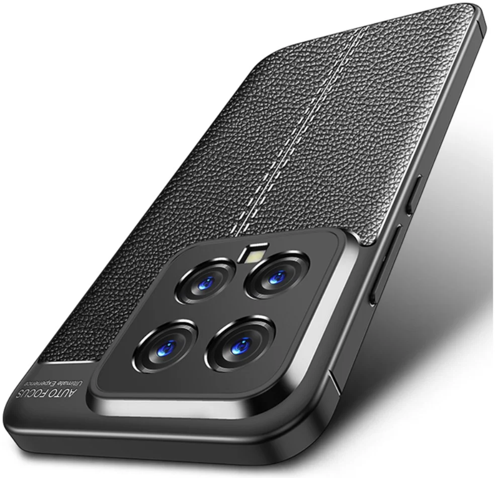 Xiaomi 14 Hoesje met Kunstleer Coating Back Cover Zwart afbeelding 8