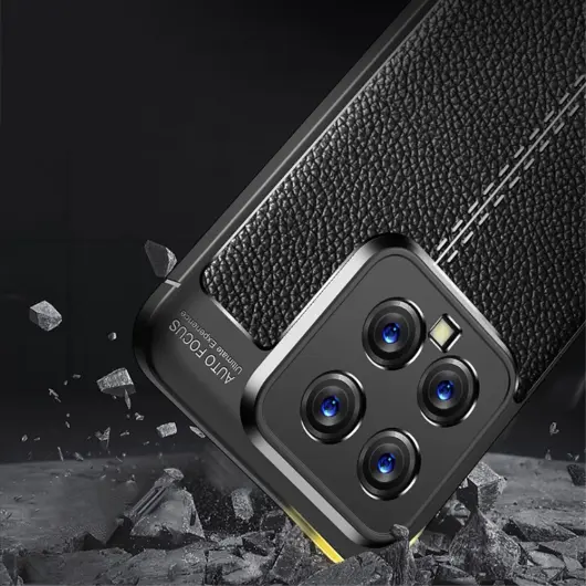 Xiaomi 14 Hoesje met Kunstleer Coating Back Cover Zwart afbeelding 3