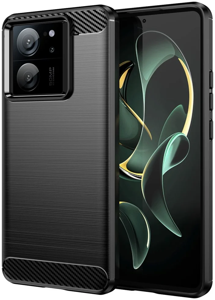 Xiaomi 13T/13T Pro Hoesje Geborsteld TPU Flexibele Back Cover Zwart afbeelding 1