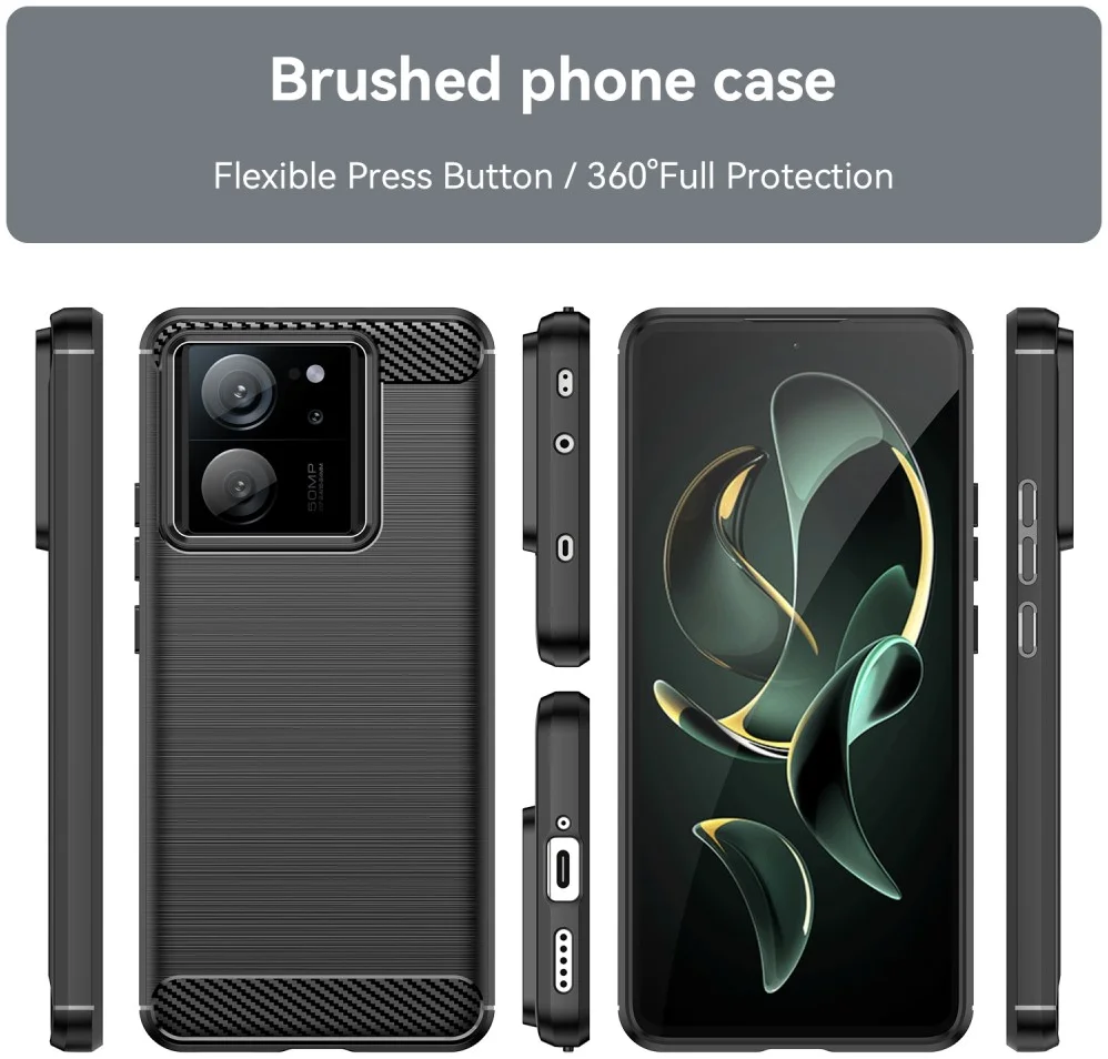 Xiaomi 13T/13T Pro Hoesje Geborsteld TPU Flexibele Back Cover Zwart afbeelding 9
