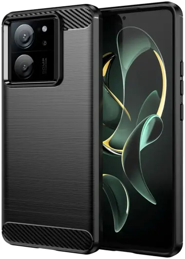 Xiaomi 13T/13T Pro Hoesje Geborsteld TPU Flexibele Back Cover Zwart afbeelding 1