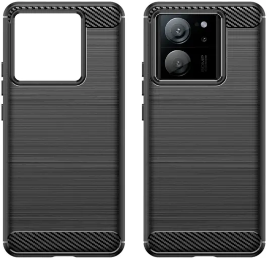 Xiaomi 13T/13T Pro Hoesje Geborsteld TPU Flexibele Back Cover Zwart afbeelding 2