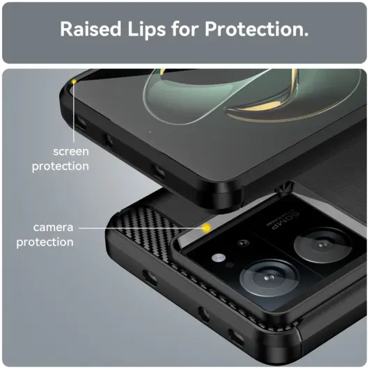 Xiaomi 13T/13T Pro Hoesje Geborsteld TPU Flexibele Back Cover Zwart afbeelding 7