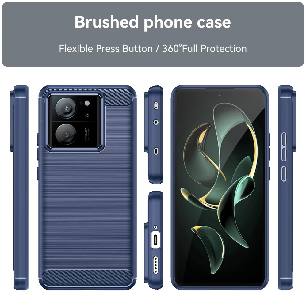 Xiaomi 13T/13T Pro Hoesje Geborsteld TPU Flexibele Back Cover Blauw afbeelding 9