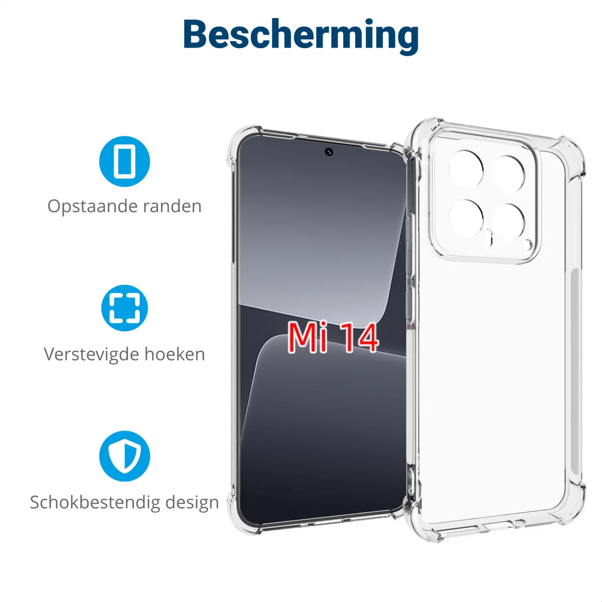 Xiaomi 14 Hoesje Schokbestendig en Dun TPU Back Cover Transparant afbeelding 4