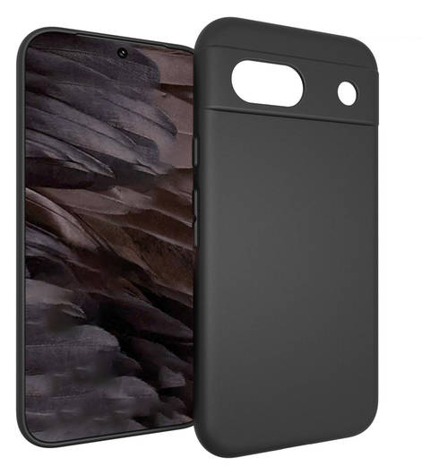 Google Pixel 8a Hoesje Matte Back Cover Dun TPU Zwart afbeelding 1