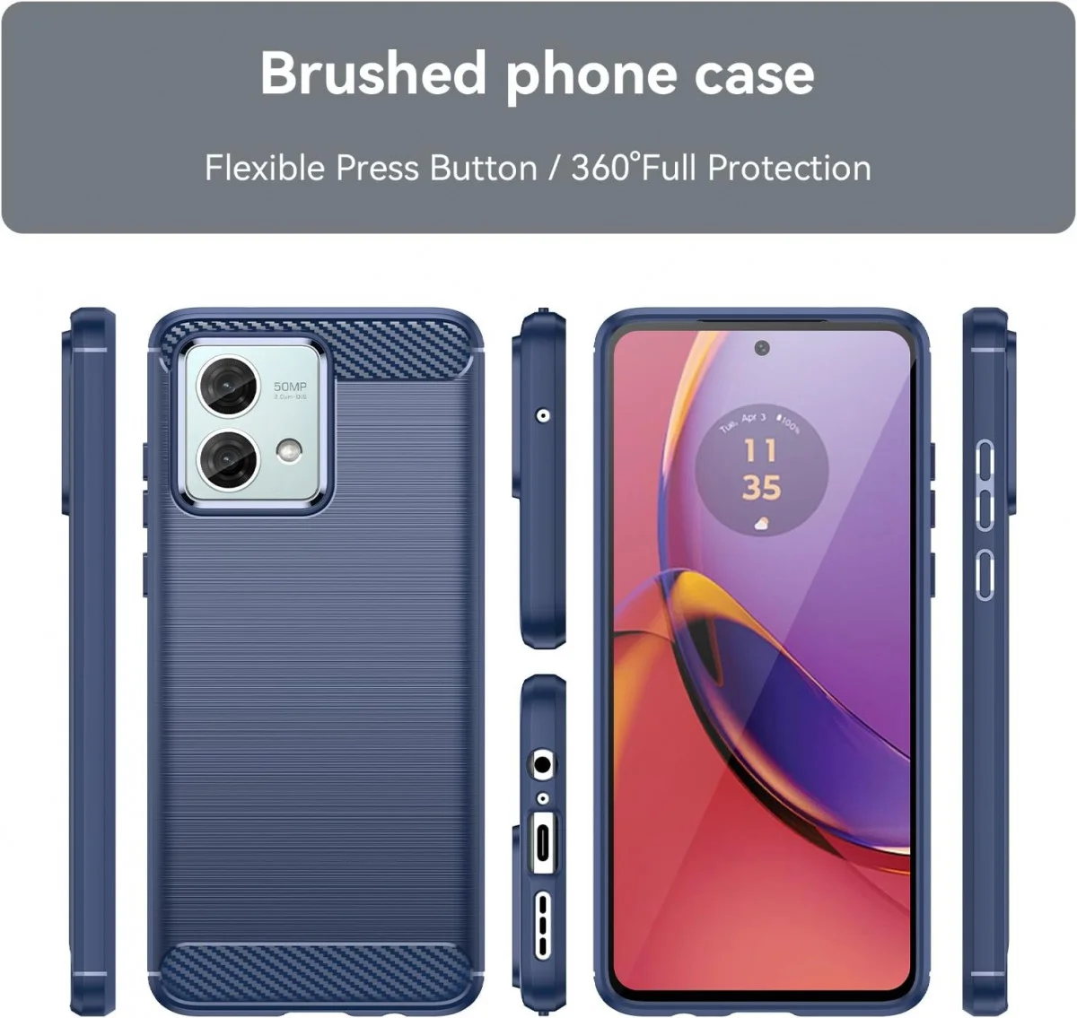 Motorola Moto G84 Hoesje Geborsteld TPU Flexibele Back Cover Blauw afbeelding 4