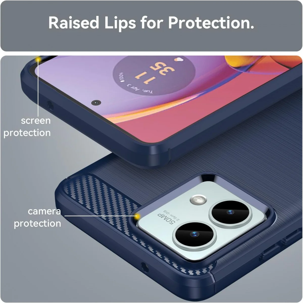 Motorola Moto G84 Hoesje Geborsteld TPU Flexibele Back Cover Blauw afbeelding 8