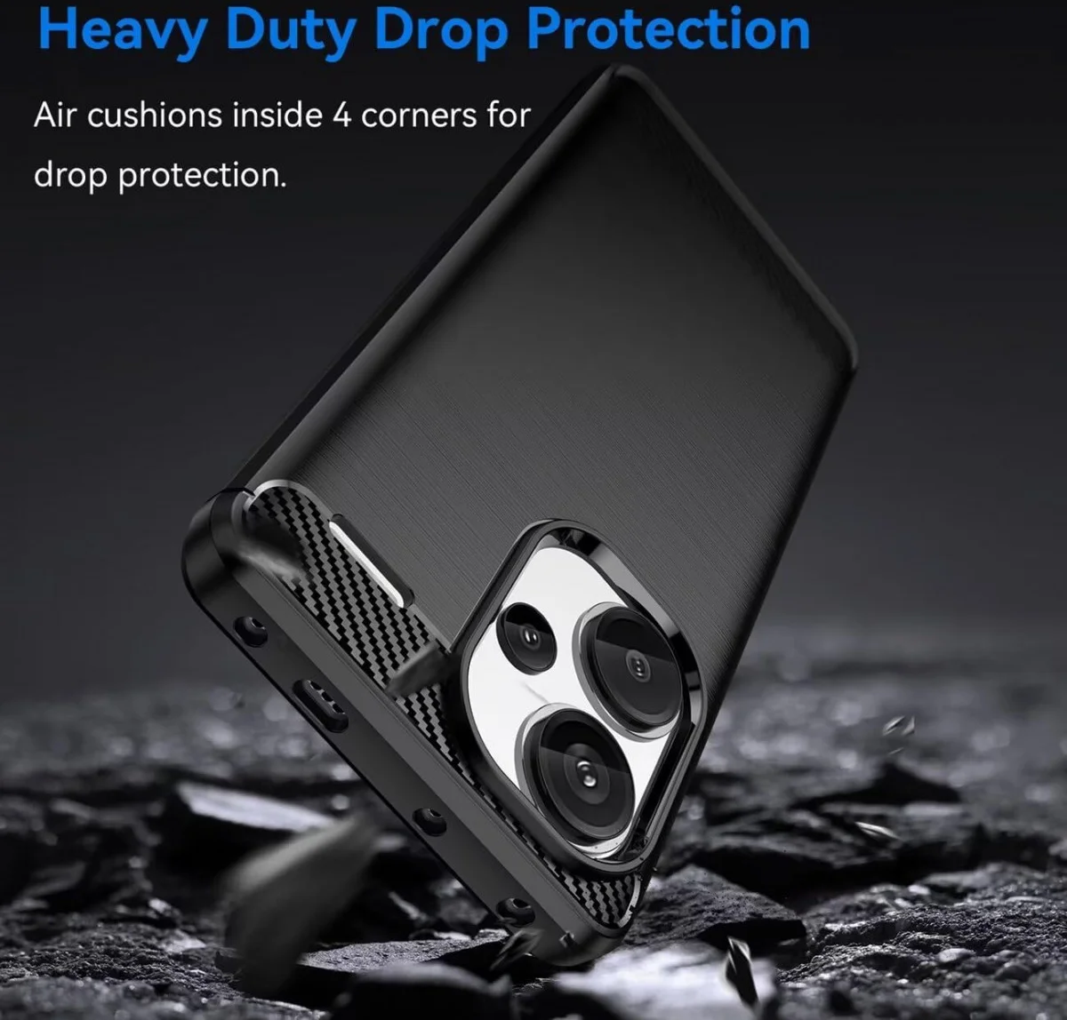 Xiaomi Redmi Note 13 Pro Plus Hoesje Geborsteld TPU Back Cover Zwart afbeelding 2