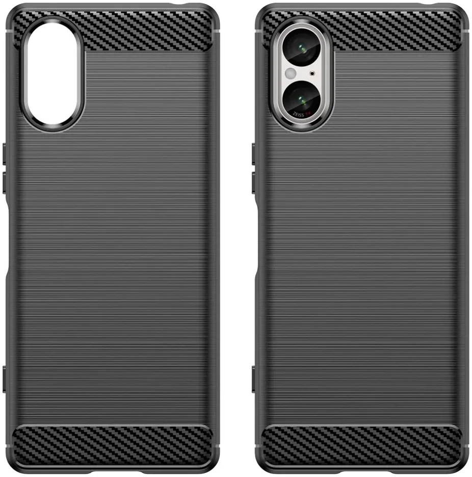 Sony Xperia 5 V Hoesje Geborsteld TPU Flexibele Back Cover Zwart afbeelding 2
