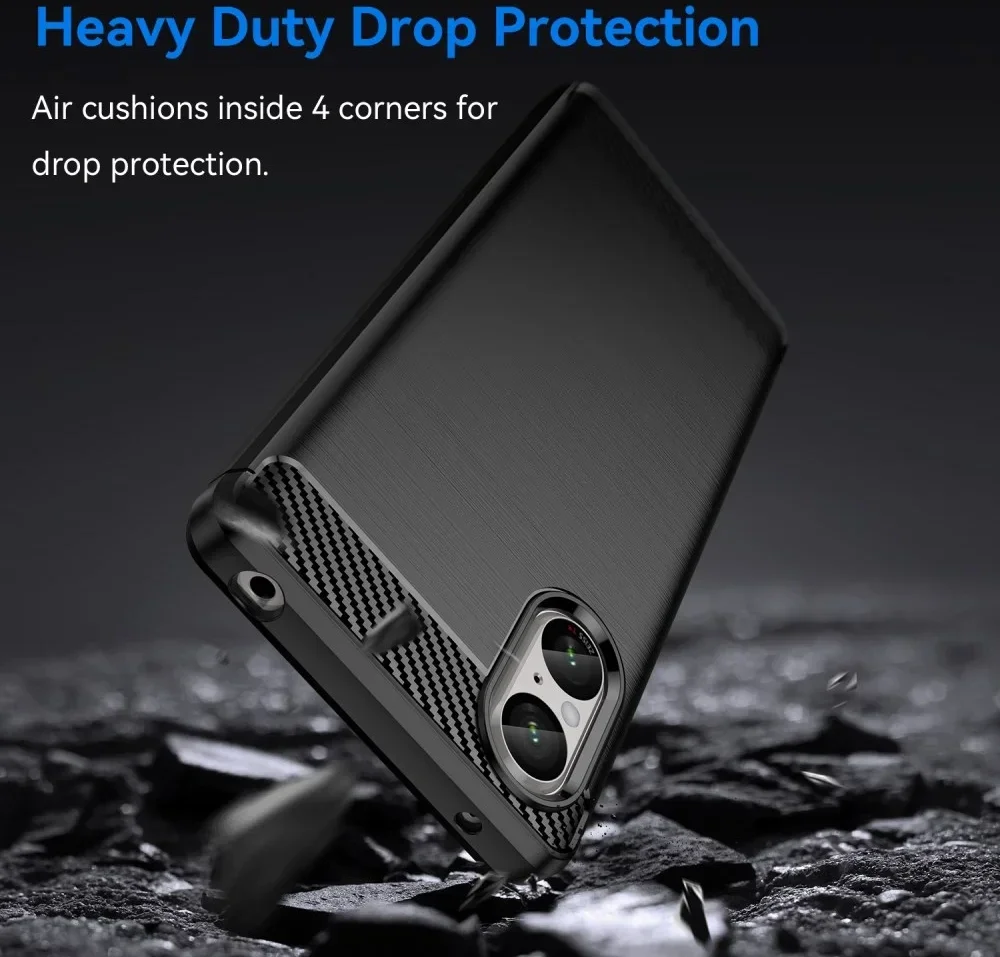 Sony Xperia 5 V Hoesje Geborsteld TPU Flexibele Back Cover Zwart afbeelding 4