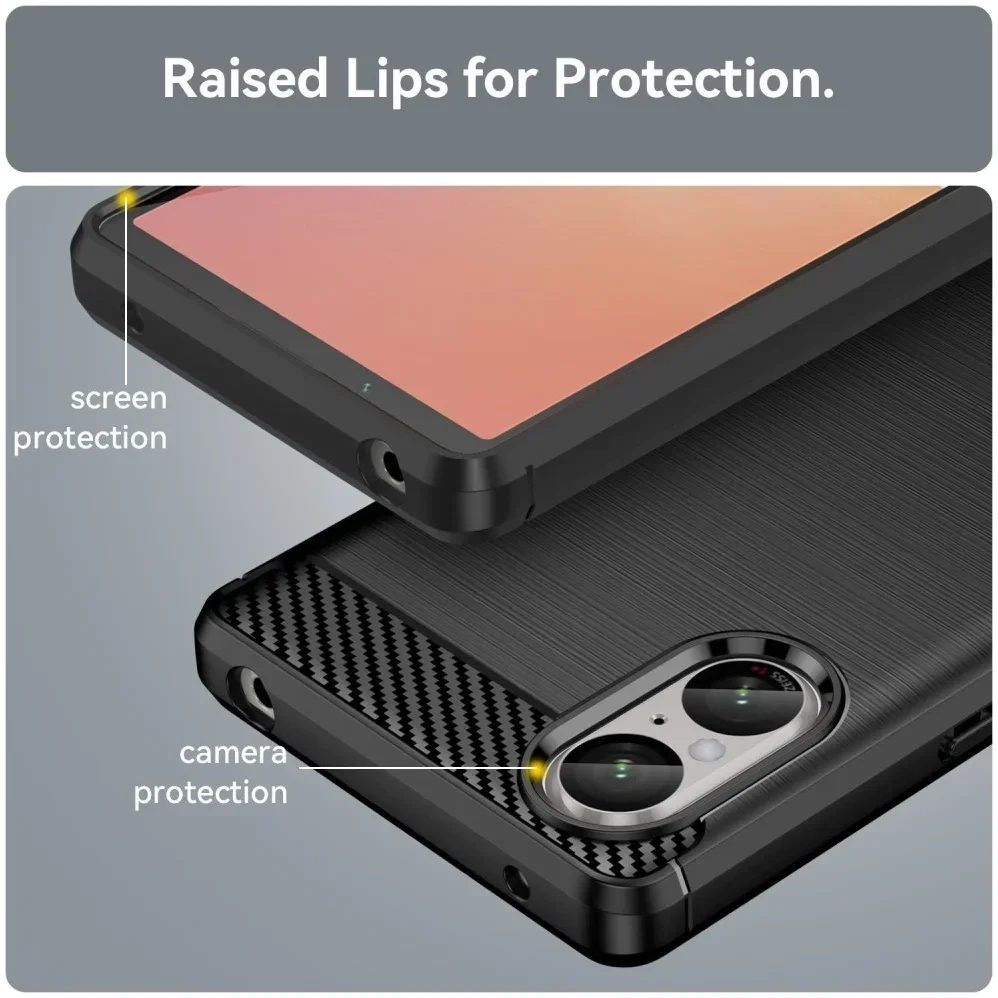 Sony Xperia 5 V Hoesje Geborsteld TPU Flexibele Back Cover Zwart afbeelding 7