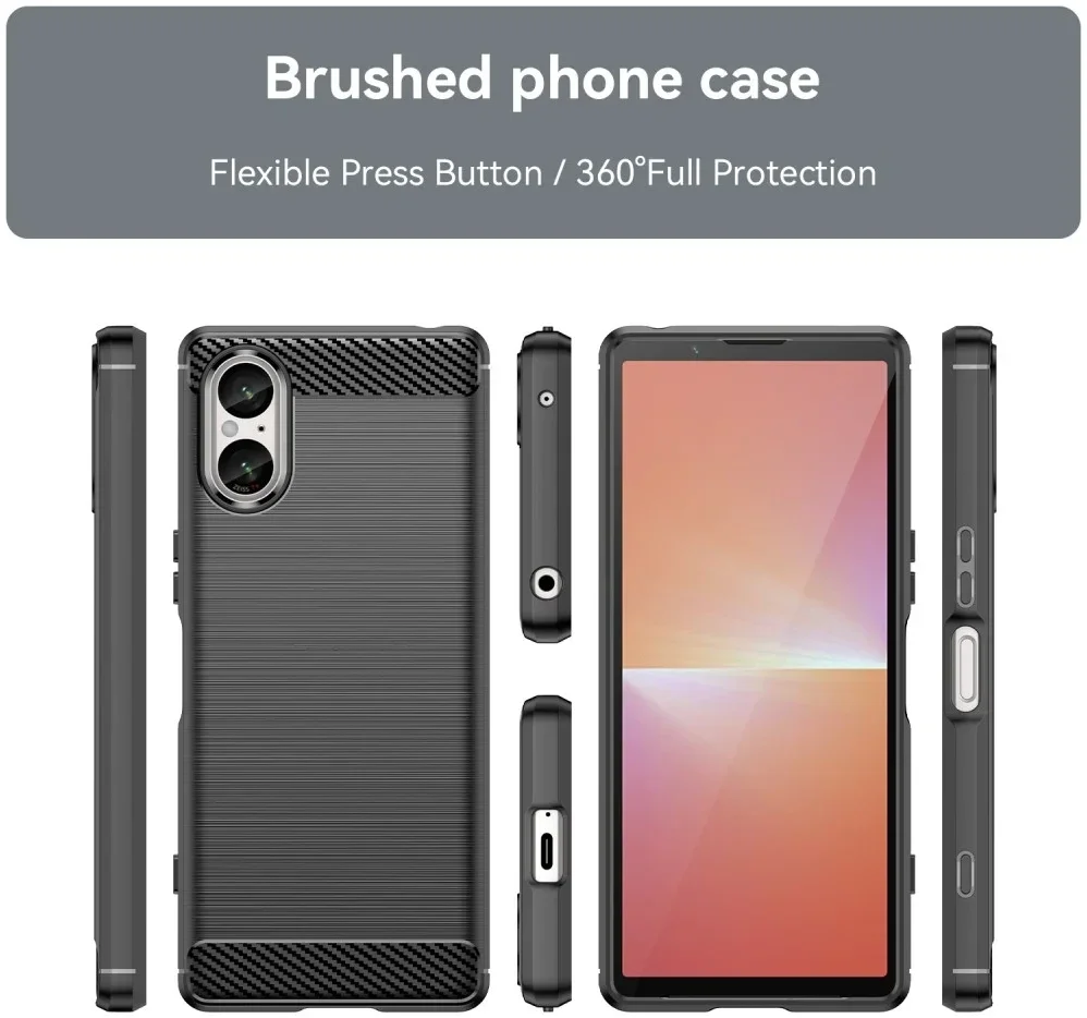 Sony Xperia 5 V Hoesje Geborsteld TPU Flexibele Back Cover Zwart afbeelding 8