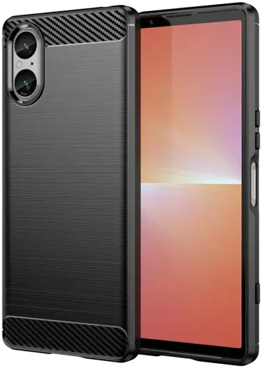 Sony Xperia 5 V Hoesje Geborsteld TPU Flexibele Back Cover Zwart afbeelding 1