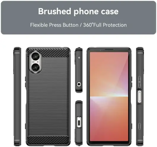 Sony Xperia 5 V Hoesje Geborsteld TPU Flexibele Back Cover Zwart afbeelding 8