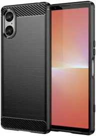 Sony Xperia 5 V Hoesje Geborsteld TPU Flexibele Back Cover Zwart afbeelding