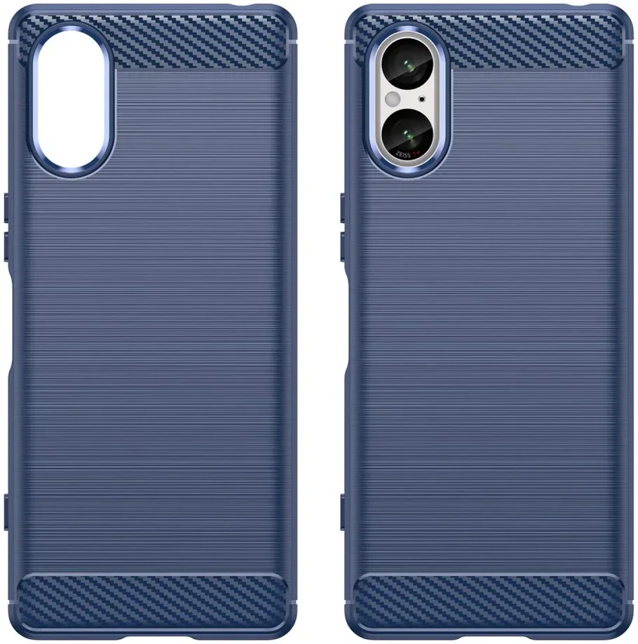 Sony Xperia 5 V Hoesje Geborsteld TPU Flexibele Back Cover Blauw afbeelding 2