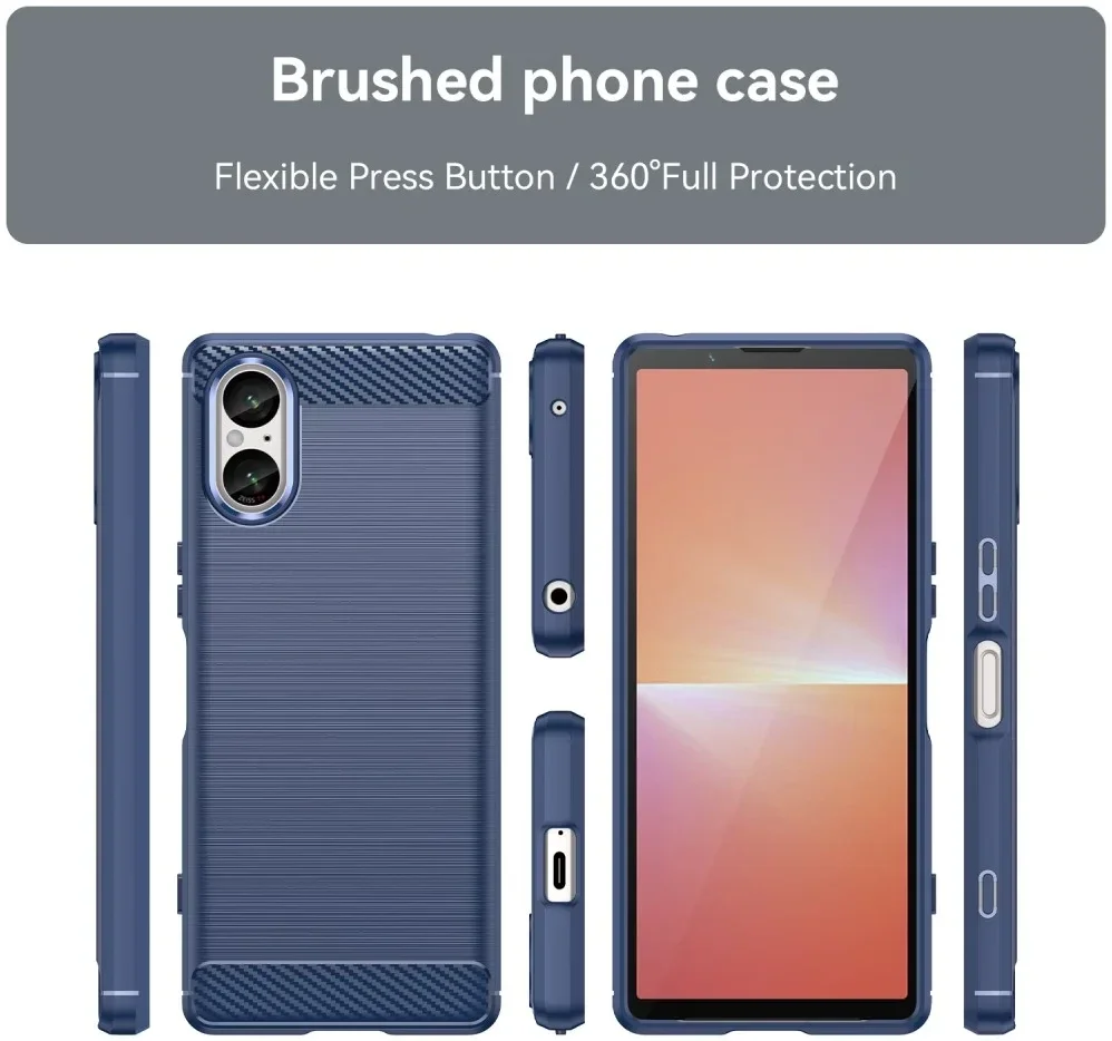 Sony Xperia 5 V Hoesje Geborsteld TPU Flexibele Back Cover Blauw afbeelding 4