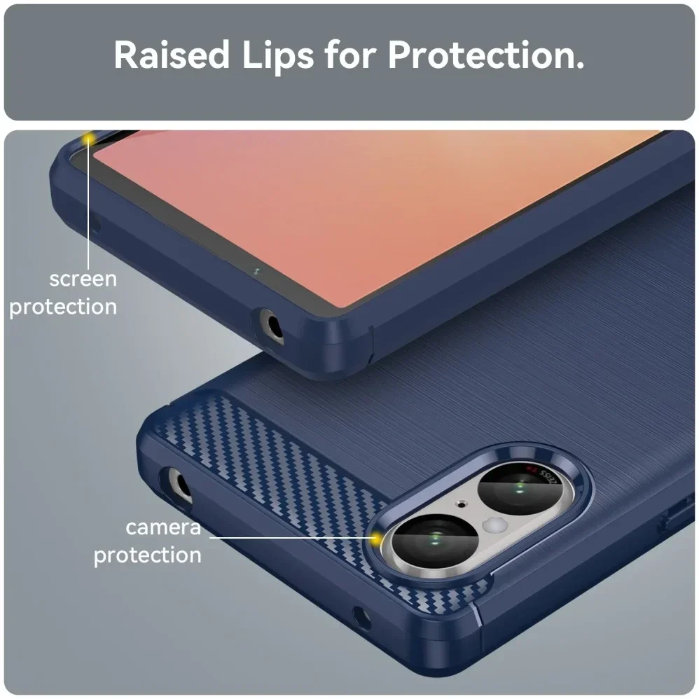Sony Xperia 5 V Hoesje Geborsteld TPU Flexibele Back Cover Blauw afbeelding 8