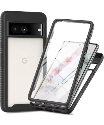 Google Pixel 8a Hoesje Full Protect 360° Cover Hybride Zwart Hoesjes