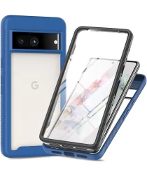 Google Pixel 8a Hoesje Full Protect 360° Cover Hybride Blauw