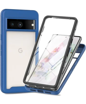 Google Pixel 8a Hoesje Full Protect 360° Cover Hybride Blauw Hoesjes