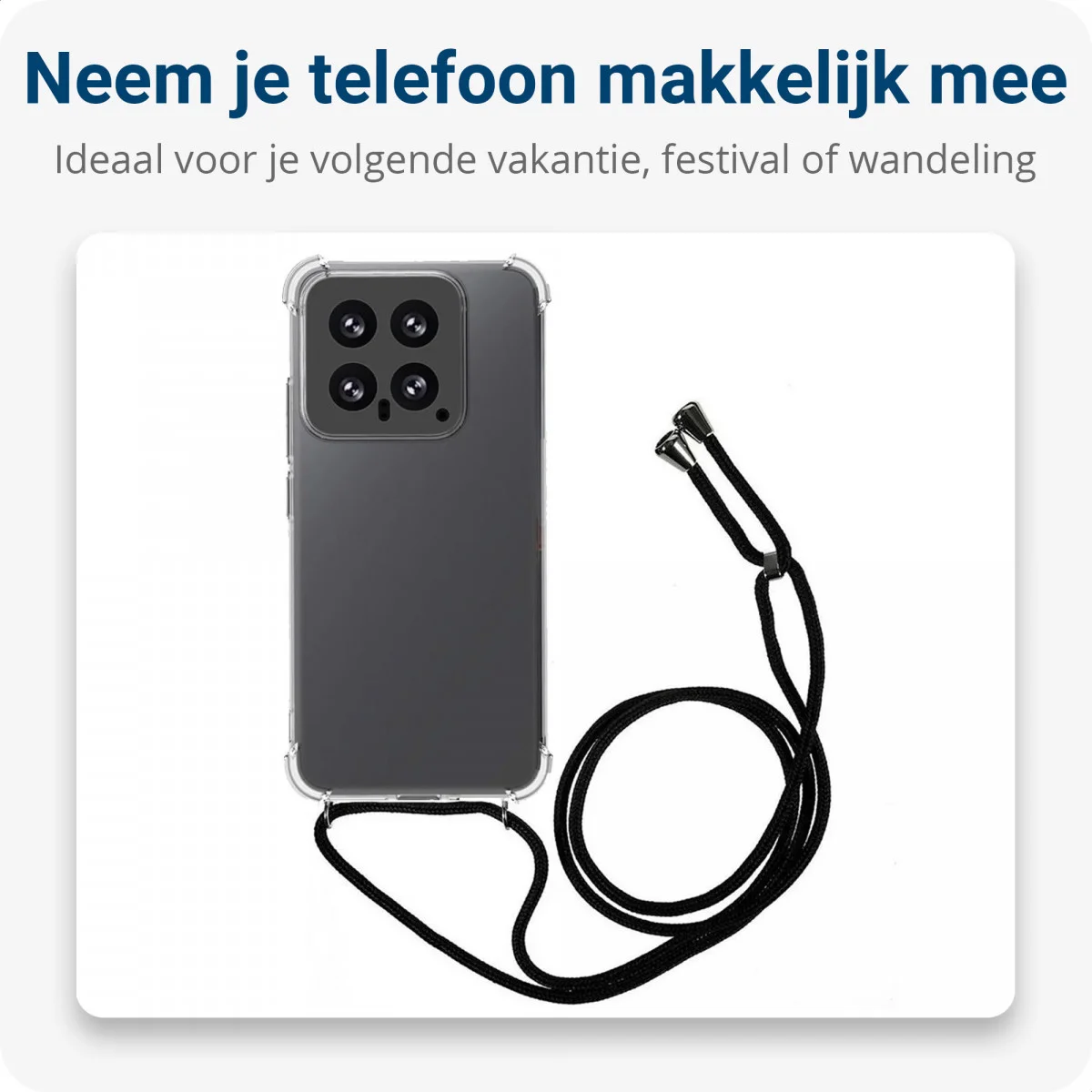 Xiaomi 14 Hoesje met Koord Schokbestendig TPU Transparant afbeelding 3