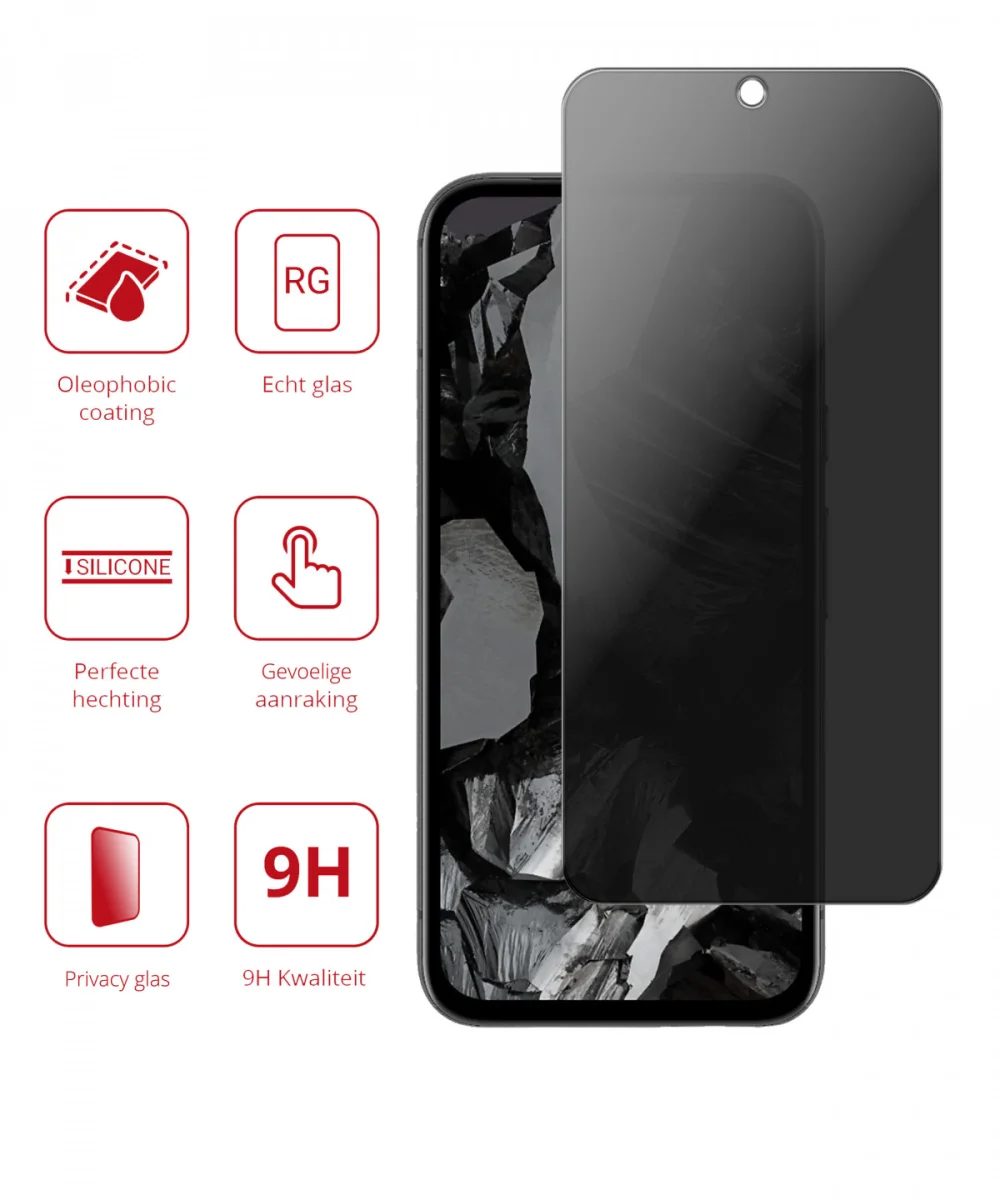 Rosso Google Pixel 8a 9H Tempered Glass Screen Protector Privacy afbeelding 2