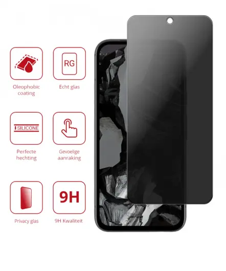 Rosso Google Pixel 8a 9H Tempered Glass Screen Protector Privacy afbeelding 2