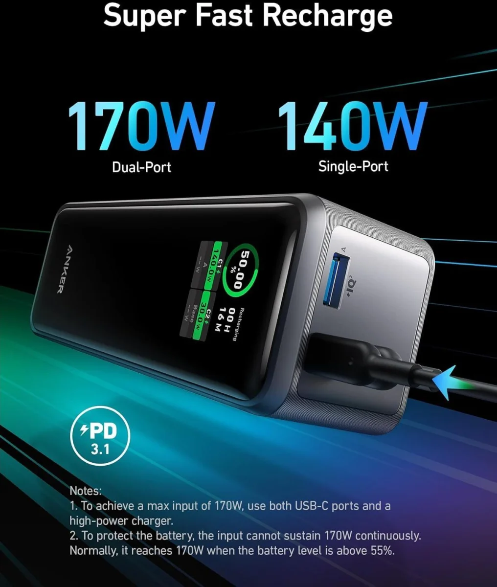 Anker 737 (250W) Power Delivery 3.1 MacBook Powerbank 27.650 mAh afbeelding 5