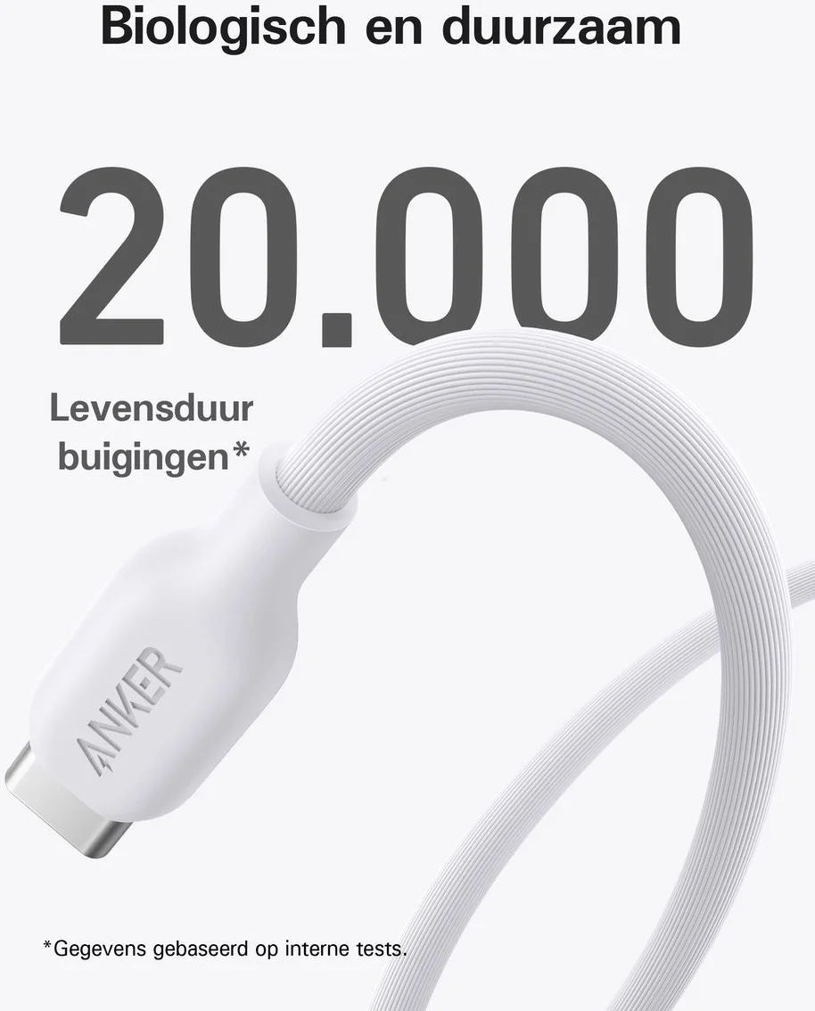 Anker 541 Bio-Based (30W) USB-C naar Apple Lightning Kabel 1.8M Wit afbeelding 7
