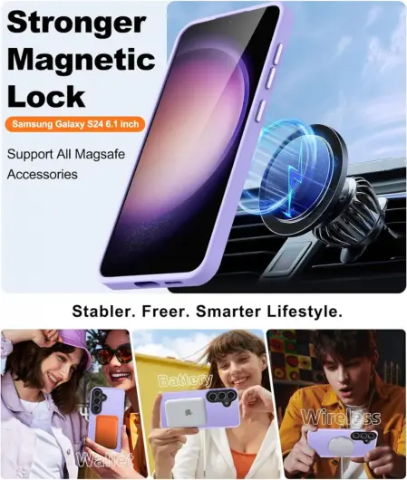 Samsung Galaxy S24 Hoesje met MagSafe Back Cover Matte Violet afbeelding 4