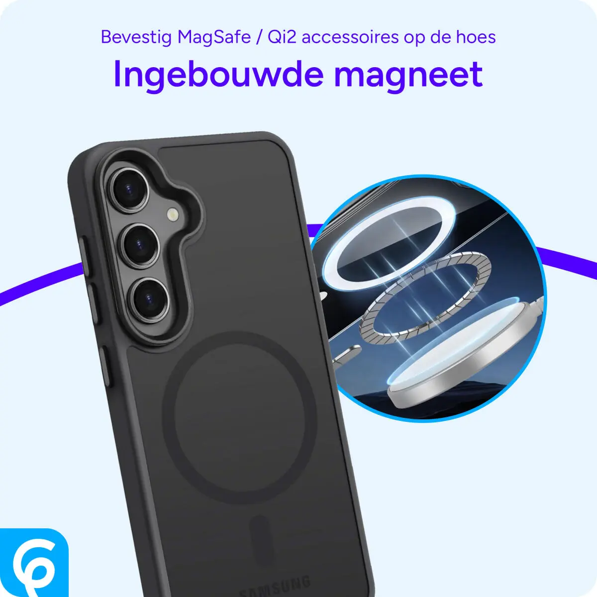Samsung Galaxy S24 Plus Hoesje met MagSafe Matte Zwart afbeelding 4