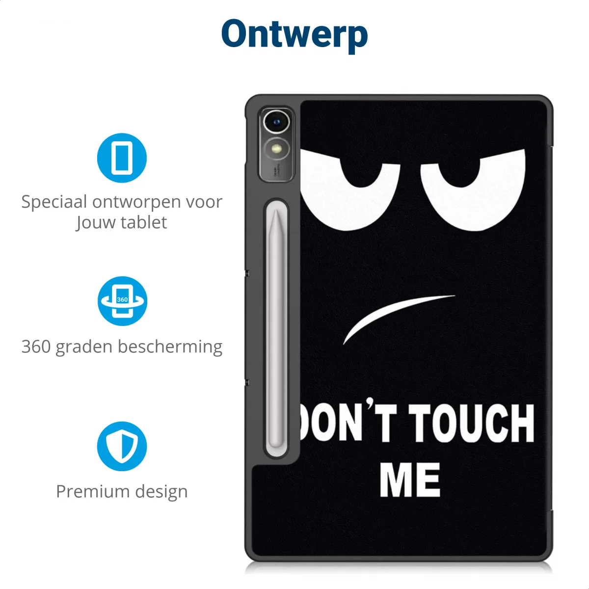 Lenovo Tab P12 Hoes Tri-Fold Book Case met Standaard Don't Touch Me afbeelding 3