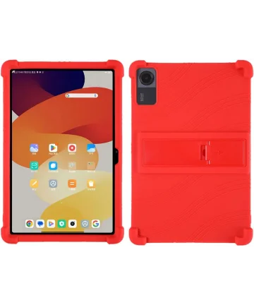 Lenovo Tab P12 Kinder Tablethoes Siliconen met Kickstand Rood Hoesjes