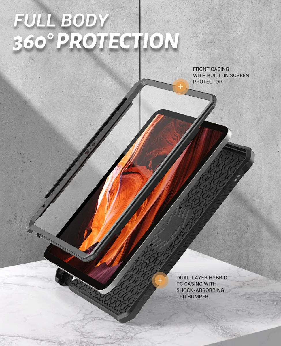 Apple iPad 11 (2025) / 10.9 (2022) Hoes met Screen Protector en Standaard Zwart afbeelding 3