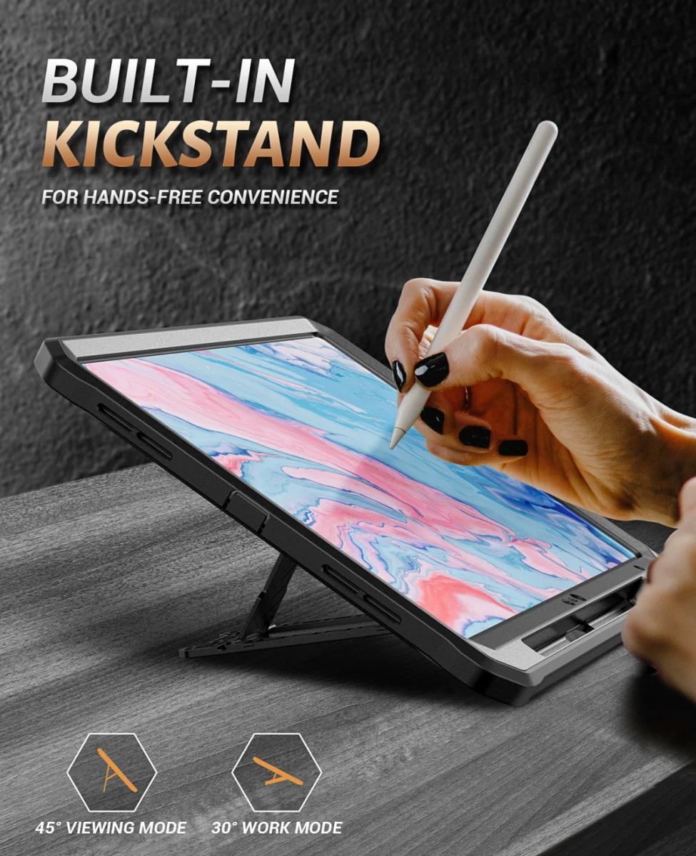 Apple iPad 11 (2025) / 10.9 (2022) Hoes met Screen Protector en Standaard Zwart afbeelding 4