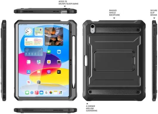 Apple iPad 11 (2025) / 10.9 (2022) Hoes met Screen Protector en Standaard Zwart afbeelding 8