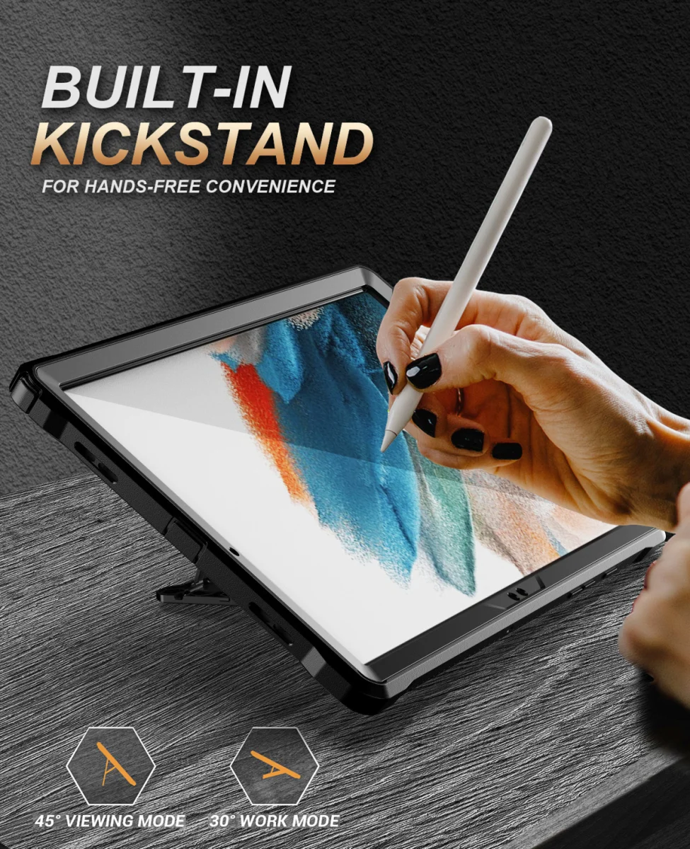 Samsung Galaxy Tab A8 Hoes met Screen Protector en Standaard Zwart afbeelding 4