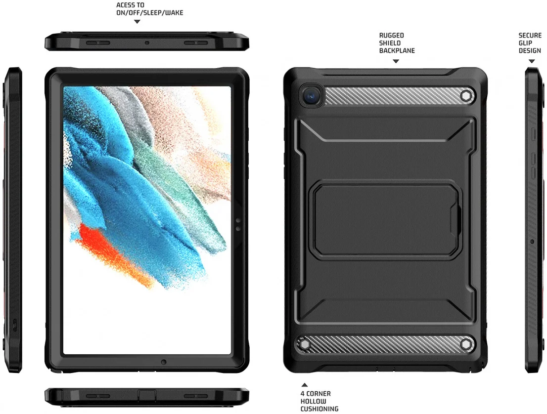 Samsung Galaxy Tab A8 Hoes met Screen Protector en Standaard Zwart afbeelding 7