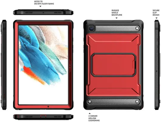 Samsung Galaxy Tab A8 Hoes met Screen Protector en Standaard Rood afbeelding 8