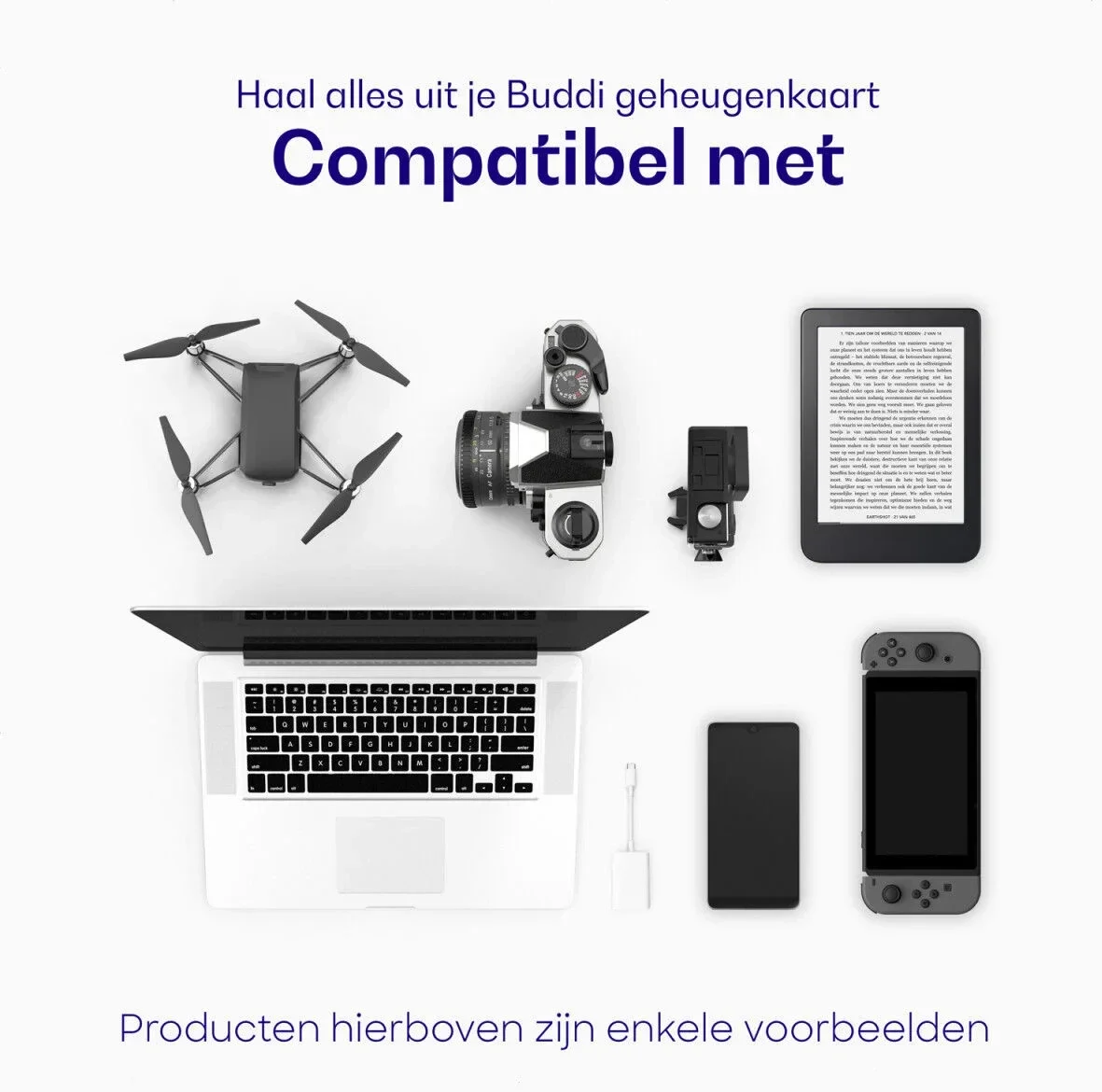 Buddi MicroSDXC Geheugenkaart met SD Kaart Adapter 512GB 3-Pack - Oud afbeelding 2