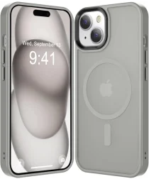 Apple iPhone 15 Plus Hoesje met MagSafe Back Cover Matte Grijs