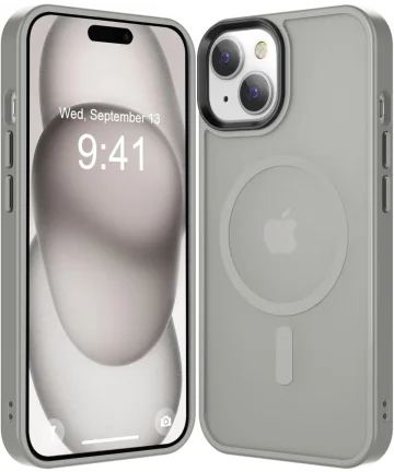 Apple iPhone 15 Plus Hoesje met MagSafe Back Cover Matte Grijs Hoesjes